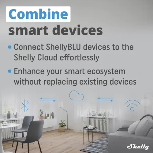 Vista 5 de Shelly BLU Gateway Puerta de enlace WiFi Bluetooth en un dongle USB-A Automatización del hogar Compatible con Alexa y Google Home Aplicación