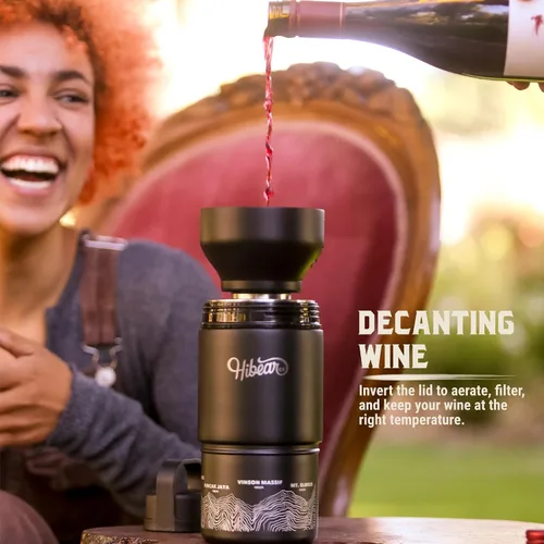 Vista 9 de HIBEAR Frasco de Aventura Todo el Día de 32 oz - Como se Vio en Shark Tank - La Multiherramienta Aislada de Botellas de Bebidas - Vertido Artesanal