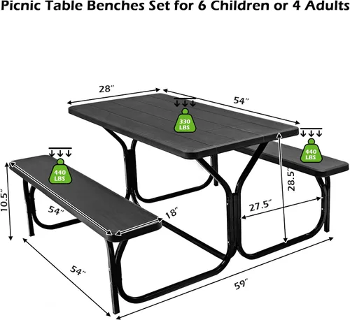 Vista 3 de Mesa de picnic al aire libre, negro