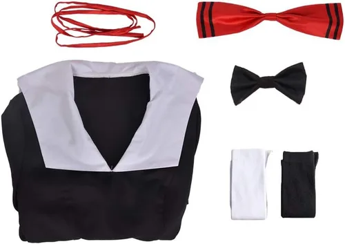 Vista 6 de Haikyuu - Uniforme escolar de anime para mujer, disfraz de uniforme escolar con pajarita para 2 personajes