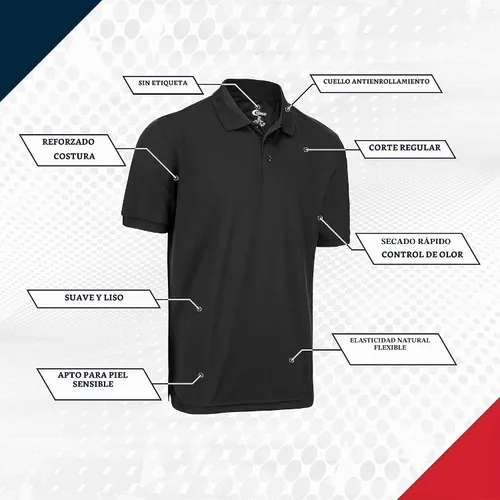 Vista 6 de Premium Wear - Camisetas tipo polo para hombre, con gran absorción de humedad Negro