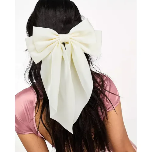 Vista 3 de Velscrun Lazos para el cabello para mujeres y niñas, 3 unidades, lazo blanco, lazo negro, azul marino, lazos grandes para el cabello con clip, lazos