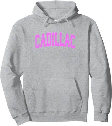 Vista 3 de Cadillac Michigan MI Vintage Athletic Sports - Sudadera con capucha de diseño rosa, Negro
