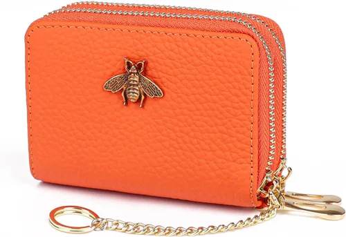 Vista 35 de imeetu Soporte para tarjetas de crédito RFID, cartera pequeña de cuero con cremallera para mujer