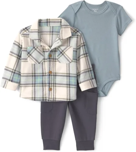 Vista 20 de Carter's Baby Boys' 3-piece Bodysuit Pant Sets Construcción azul
