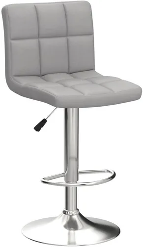 Vista 4 de Taburetes de bar de leopardo, moderno taburete giratorio ajustable de piel sintética con respaldo, juego de 2 (gris claro) Moderno, giratorio