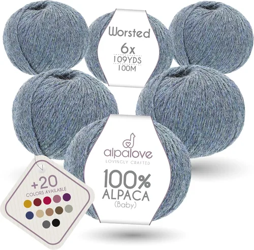 Vista 21 de Set de Lana Abultada (6 x 50 g) Súper Suave de Alpaca Bebé para Tejer Antracita 300 Metros