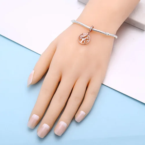 Vista 6 de SOUKISS Abalorio de plata de ley 925 con diseño de árbol de la vida familiar para pulsera europea