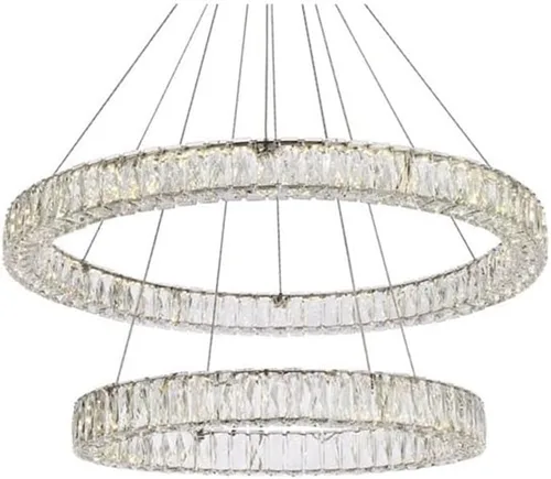 Vista 4 de Elegant Lighting Interior Moderno Brillante Hogar Decorativo Iluminación De Techo Monroe 36 Pulgadas LED Lámpara De Anillo Doble - Cromo