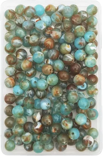 Vista 6 de INSPIRELLE Cuentas acrílicas de 6 mm, 600 piezas, cuentas redondas sueltas con patrones de mármol para hacer joyas, pulseras y collares