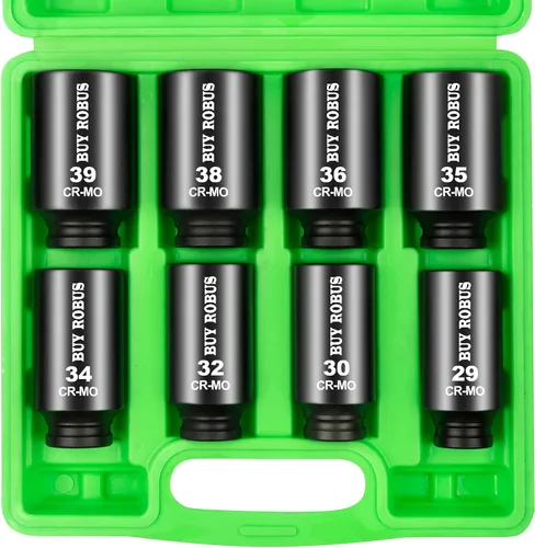 Vista 10 de Enchufe SAE de impacto profundo de 1-1/2 pulgadas, 6 puntos CR-MO para una fácil extracción de la tuerca del eje Negro