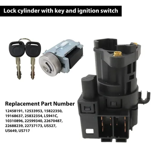 Vista 3 de 12458191, 12533953 Cilindro de bloqueo con llaves e interruptor de encendido compatible con Oldsmobile Alero GLS Coupe 2003 2-Door 2.2L 2198CC