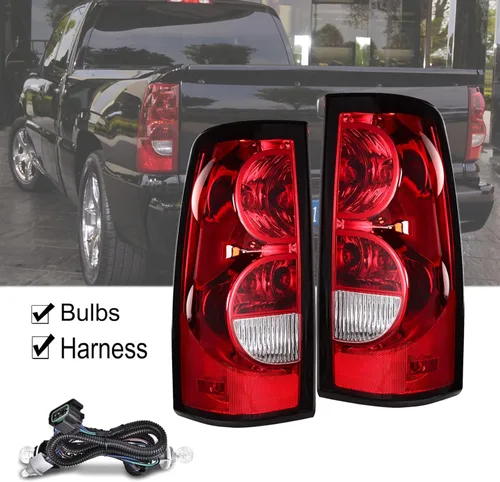 Vista 6 de Conjunto de faros delanteros y luces traseras compatible con 2003-2006 Chevy Silverado 1500 2500 3500, carcasa negra Silverado Classic 07, faro