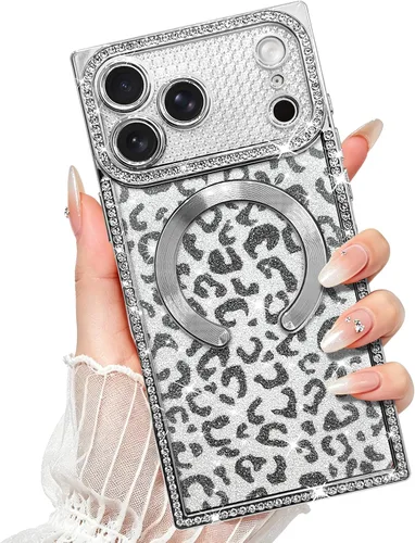 Vista 33 de Fiyart Diseñado para iPhone 16 Pro Max, Funda Compatible con MagSafe, Estampado de Guepardo, Placa de Protección de Cámara, Magnético, Brillante