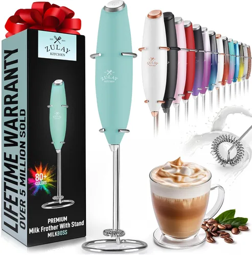 Vista 557 de Zulay Milk Boss Espumador de leche potente manual, hace espuma para latte, batidor para mezclar bebidas, café, miniespumador para capuchino, frappé