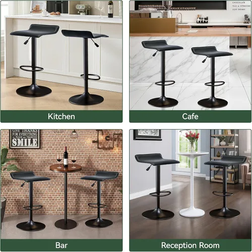 Vista 6 de Vogue Furniture Direct Juego de 2 taburetes de bar giratorios ajustables, modernos taburetes de altura de mostrador de piel sintética sin respaldo