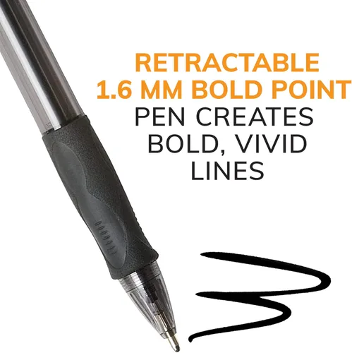 Vista 6 de BIC Glide Bolígrafos de punta gruesa azul, punta gruesa (1.6 mm), paquete de 4 unidades, bolígrafos retráctiles de punta redonda con cómodo agarre