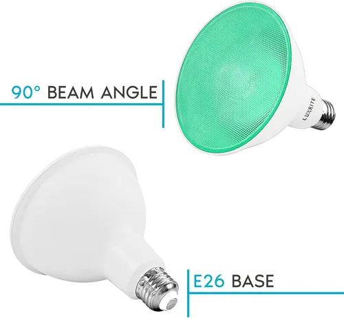 Vista 3 de LUXRITE Bombilla LED PAR38 verde de inundación, 8 W (equivalente a 45 W), bombilla LED verde de inundación, clasificación húmeda, certificación UL