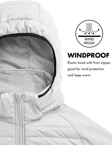 Vista 5 de BALEAF Men's Running Jacket Lightweight Thumble Hole Warm Up Puffer Jacket Hybrid Thermal Coat Insulated Hiking Golf