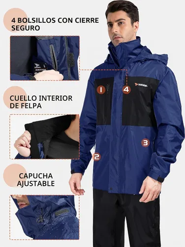 Vista 6 de Rodeel Traje impermeable para pesca para hombres (conjunto de chaqueta y pantalón de lluvia)