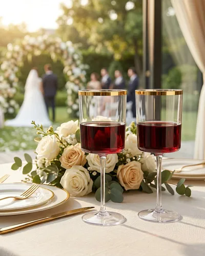 Vista 4 de Ciaell Paquete de 12 copas de vino de plástico, copas de vino de plástico