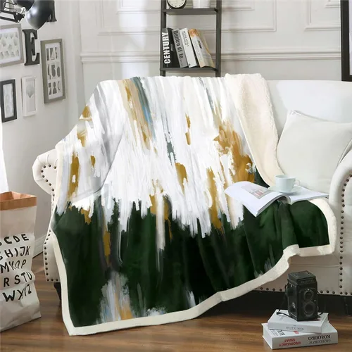 Vista 36 de Erosebridal Manta de sherpa moderna para niños y adolescentes, color naranja, verde azulado, negro, manta para silla, manta de forro polar con rayas