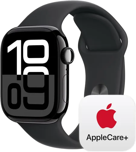 Vista 39 de Apple Watch Series 10 [GPS 42 mm] Smartwatch con caja de aluminio negro brillante y correa deportiva negra - M/L. Rastreador de fitness, aplicación