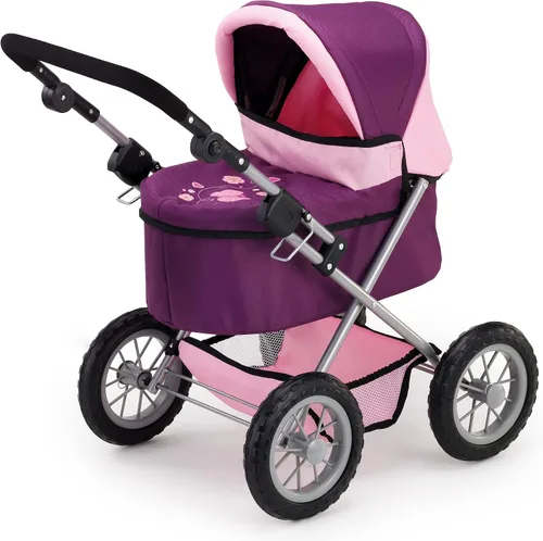 Vista 6 de Bayer: Cochecito de moda - morado y rosa - Incluye bolsa de hombro, se adapta a muñecas de hasta 18 pulgadas, mango ajustable, juego de simulación