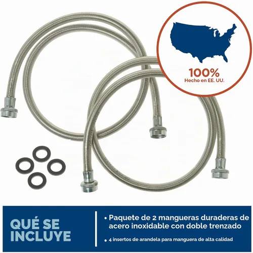 Vista 4 de Ge neral Electric PM14X10005 - Mangueras de lavadora de acero inoxidable, 4 pies (paquete de 2)