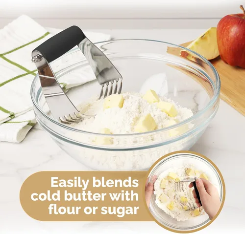 Vista 6 de Zulay Kitchen Batidora de masa – Cortador de repostería de acero inoxidable, cortador de masa resistente con cuchillas, batidora de pastelería