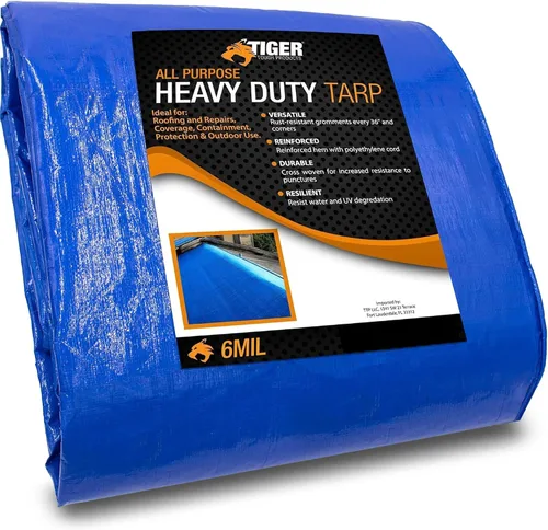 Vista 7 de Tiger Tough Tarps - Lona resistente impermeable de 20 x 30 pulgadas, lona de polietileno de 6 mil, resistente a desgarros y rayos UV, cubierta
