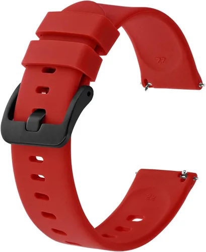Vista 54 de BISONSTRAP Correas de reloj de silicona, correas de reloj delgadas con liberación rápida, 0.787 in, negro con hebilla negra