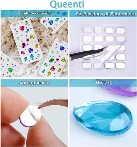 Vista 4 de 2102 piezas de calcomanías de gemas, gemas autoadhesivas para manualidades, diamantes de imitación para manualidades, calcomanías de diamantes