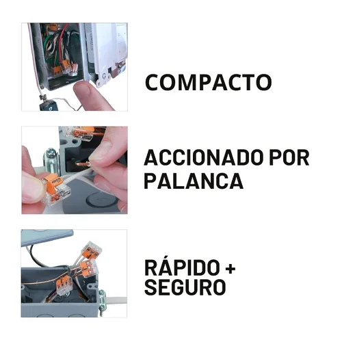 Vista 6 de Wago 221-413 LEVER-NUTS 3 Conductor Compact Connectors 2500 PK