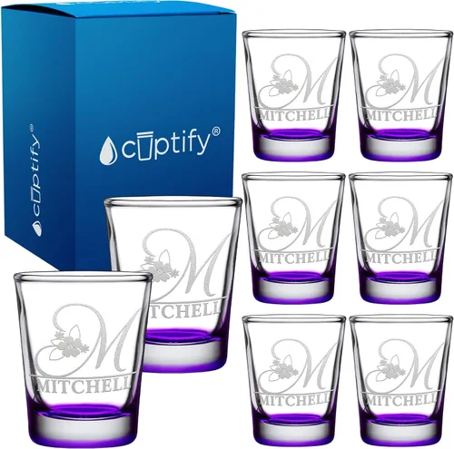Vista 77 de Vaso de chupito personalizado con nombre de círculo elaborado de 2 onzas, parte inferior negra grabada con texto personalizado para regalos, bodas