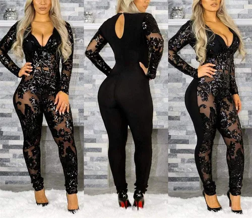 Vista 7 de YOOTIKO Conjunto sexy de 2 piezas para mujer, con lentejuelas y purpurina metálicas, conjunto de top y pantalones