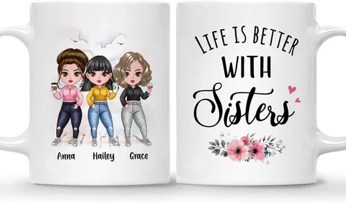 Vista 7 de GOSSBY Taza personalizada (2 Sisters) ¡Aparentemente somos problemas cuando estamos juntos, quién sabía! Taza personalizada para mejor amiga