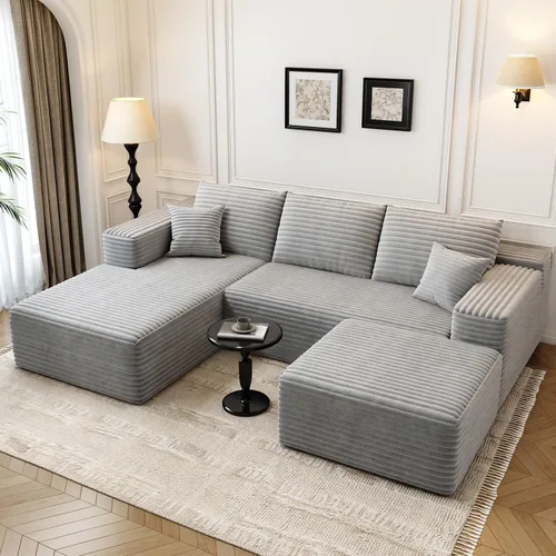 Vista 10 de Sofá seccional modular Cloud de 107.5 pulgadas con 1 otomana, sofás tapizados modernos minimalistas, cómodo sofá en forma de U para sala de estar