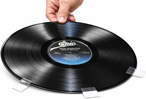 Vista 4 de Marco LP para álbum de discos con diseño de caja de juke mate azul oscuro y un marco de madera maciza (marco negro)