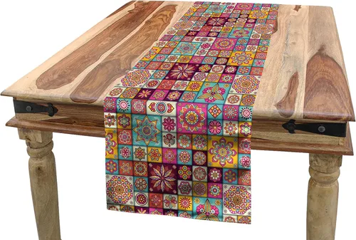Vista 48 de Lunarable Camino de mesa tropical y manteles individuales, acuarela tucán loro flamenco piñas y flores silvestres sobre rombo, juego para decoración