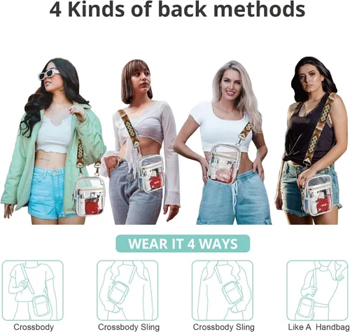 Vista 39 de Bolso cruzado aprobado por estadios para mujer, bolsa transparente para estadios para eventos deportivos, conciertos