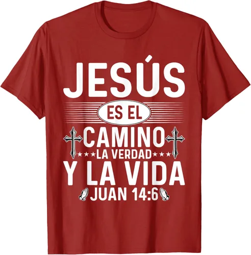 Vista 42 de Camisetas Cristianas en español Versículos Biblia Juan 14:6 Camiseta, Negro, S