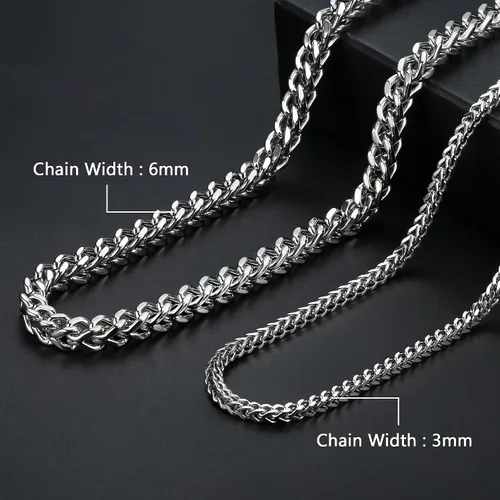 Vista 6 de FIBO STEEL 3-6 mm, collar de acero inoxidable estilo punk para hombres, 20-36 pulgadas