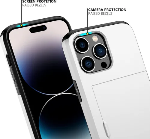 Vista 72 de Nvollnoe - Funda para iPhone 14 con tarjetero [tienda de 5 tarjetas] Negro - Almacenamiento más grande
