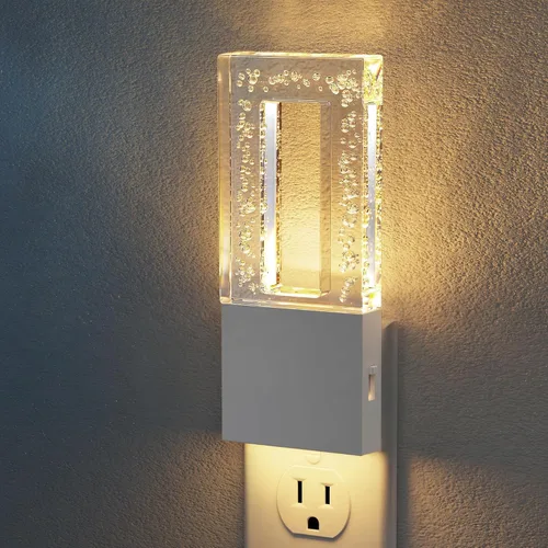Vista 14 de JandCase Luces nocturnas enchufables a la pared, sensor de atardecer a amanecer, LED blanco suave de 3000 K, diseño acrílico, brillo ajustable de 0