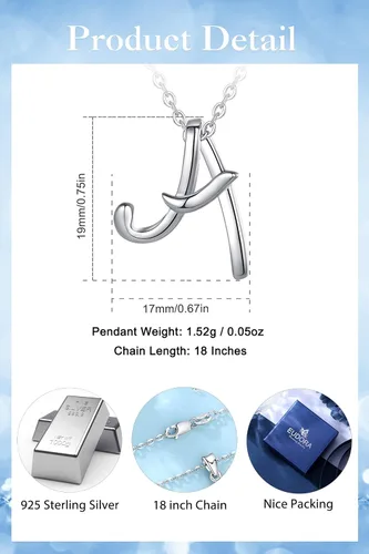 Vista 6 de EUDORA Collares de plata de ley con inicial para mujer regalos clásicos sin cuello de 26 letras para niñas hermana madre e hija cadena de 18