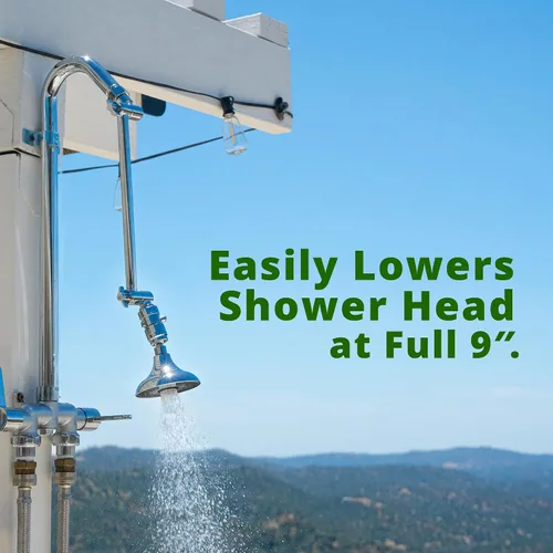 Vista 7 de High Sierra® - Extensión de brazo de ducha ajustable de 9 pulgadas para cabezales de ducha fijos. Los mejores engranajes de bloqueo de la industria