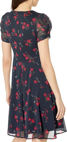 Vista 2 de Calvin Klein Vestido estampado de gasa con mangas abombadas
