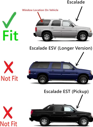 Vista 3 de Cuarto de vidrio para ventana lateral derecha del pasajero compatible con modelos Cadillac Escalade 2002-2006 (no para Escalade EXT o ESV)
