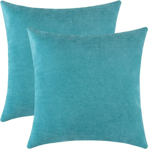 Vista 25 de Juego de 2 fundas de almohada decorativas de pana burdeos suaves y acogedoras, fundas de cojín cuadradas de chenilla para sofá, decoración de sala